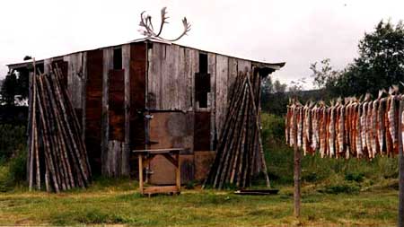 A smoke house in Nondalton that is used to dry the salmon