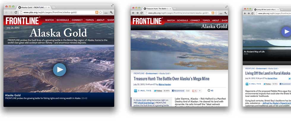 FRONTLINE (PBS program) 
Videos and Articles on Pebble Mine